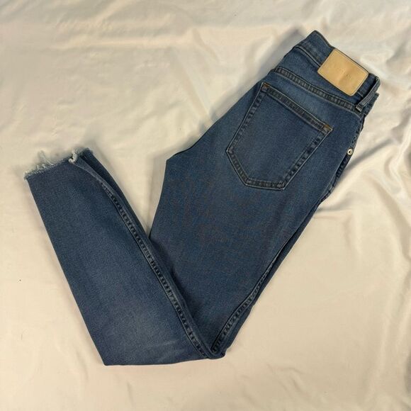 Everlane Size 25 Vintage High Rise Skinny Blue Jeans Ankle Stretch Button Fly - Picture 3 of 10